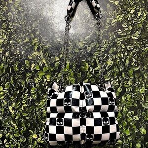 Stylish Black and White Checkered Women's Bag